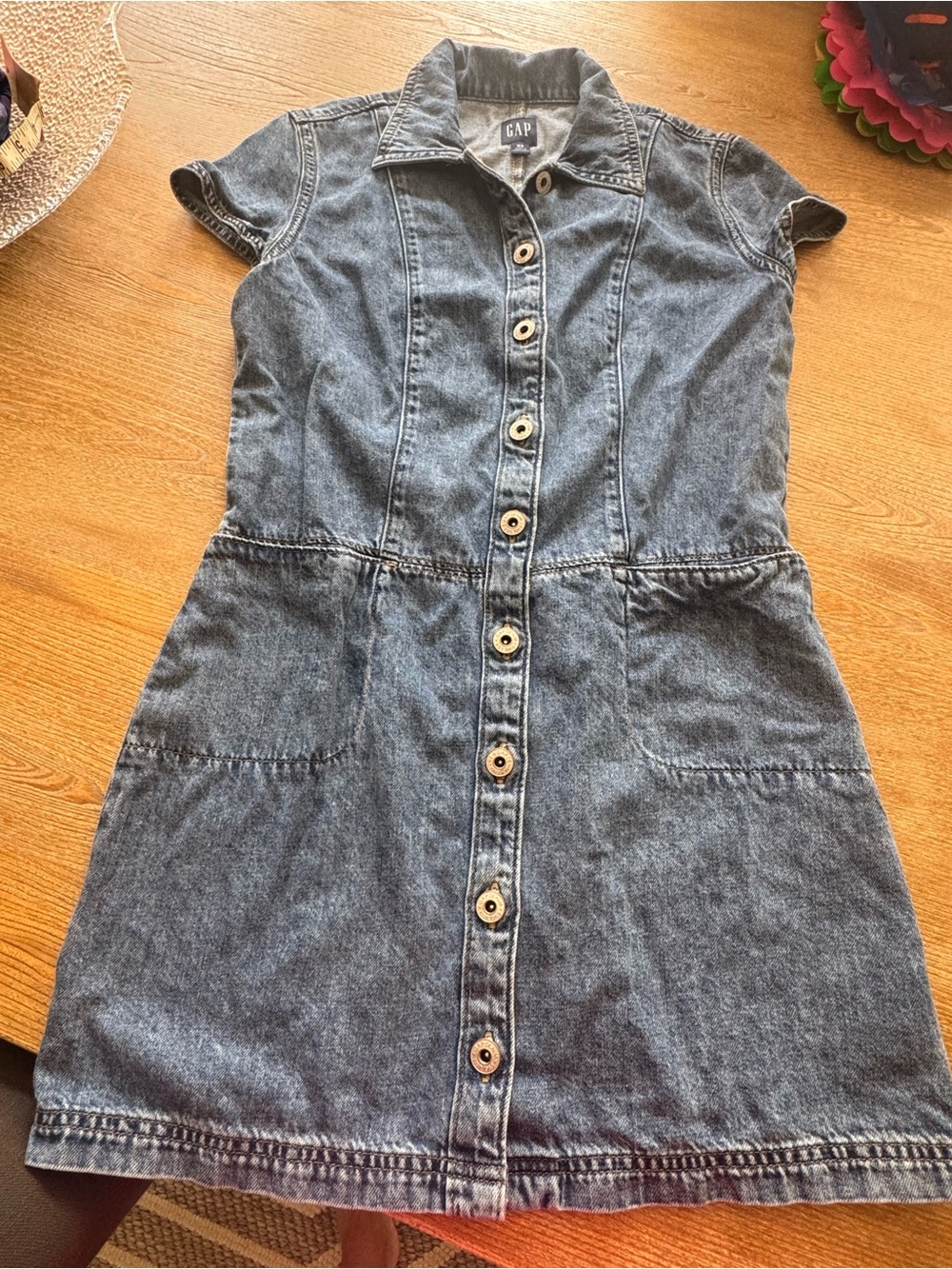 GAP AXS Denim Button-Front Dress in Blue